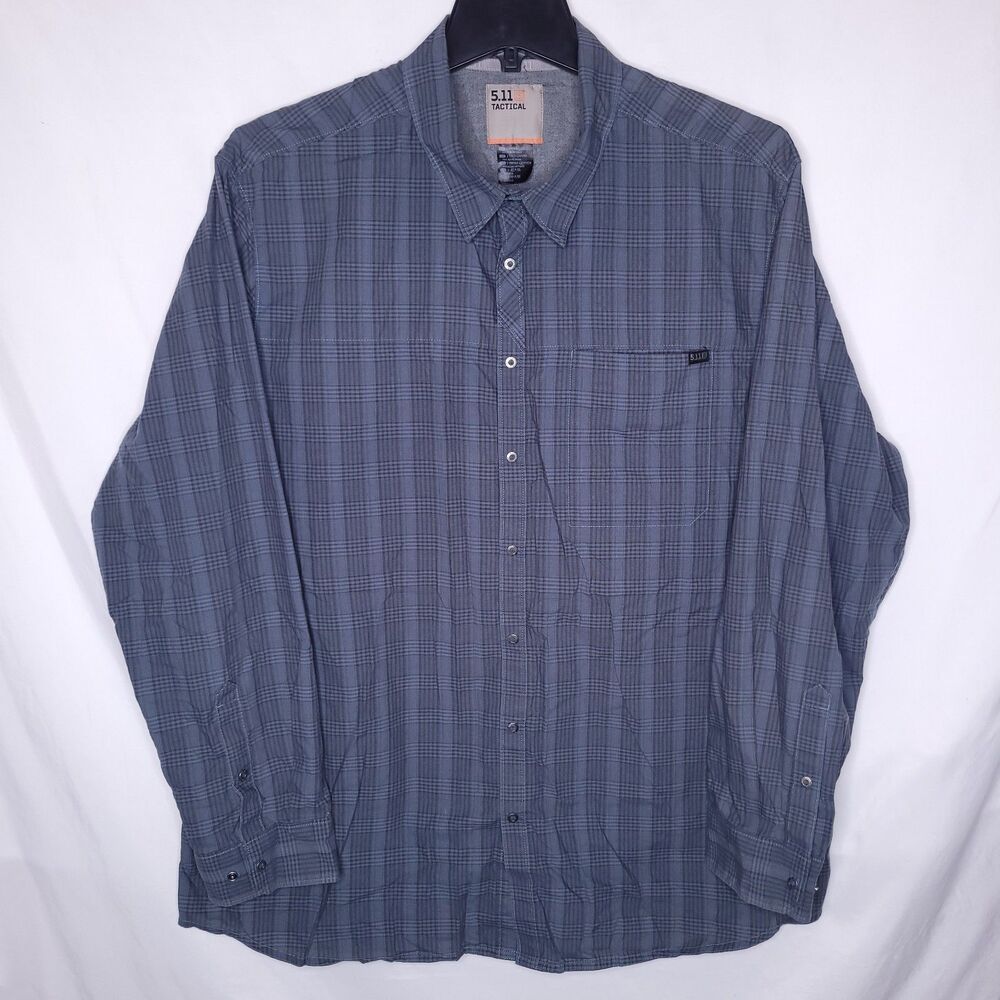 5.11 Tactical Shirt Mens 2XL Plaid Blue Echo Button Down Long Sleeve